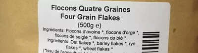 Lista de ingredientes del producto Flocons quatre graines Kazidomi 500g