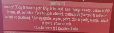 List of product ingredients Ketchup Amora Amora 