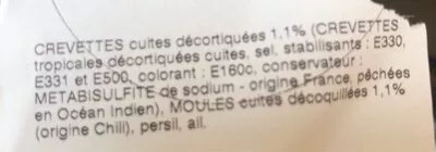Liste des ingrédients du produit Filet de colin sauce dieppoise, riz et jardinière de légumes  
