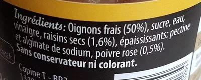 List of product ingredients Confit d'Oignons ou de figues  