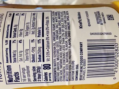 Liste des ingrédients du produit Kraft Honey Mustard dressing  