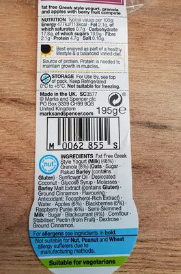 List of product ingredients  M&S 