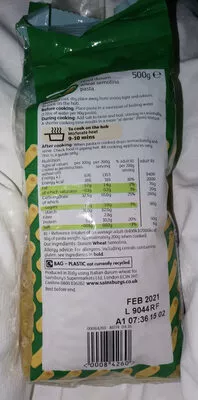List of product ingredients Macaroni By Sainsbury's, Sainsbury's 500g
