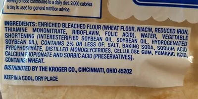 List of product ingredients flour tortillas kroger  