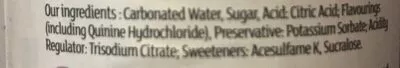 Lista de ingredientes del producto Indian Tonic Water By Sainsbury's 