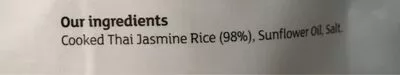 List of product ingredients Thai jasmine rice By Sainsbury's 
