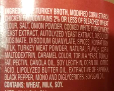 List of product ingredients Roasted turkey homestyle gravy, roasted turkey Heinz 
