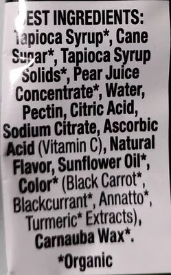 Lista de ingredientes del producto Annie's Organic Tropical Treat Bunny Fruit Snacks Annie's Homegrown 23 g