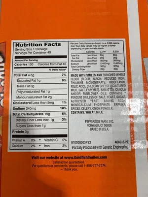 List of product ingredients Goldfish Pepperidge Farm 