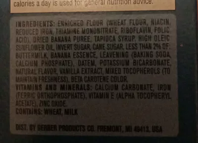 List of product ingredients Banana cookies Gerber 142g