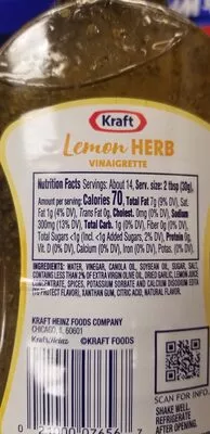 Liste des ingrédients du produit krafts lemon herb Kraft,  Heinz 