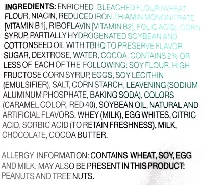 Lista de ingredientes del producto Brownies bat Little Debbie 6*48g