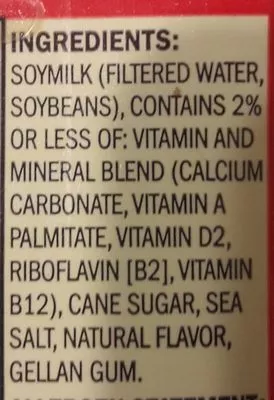 List of product ingredients Soymilk Silk 