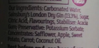 Lista de ingredientes del producto  Sainsbury's 250 ml