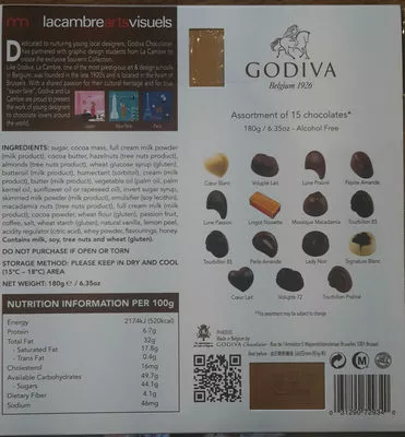 Liste des ingrédients du produit Hong Kong Godiva 180 g