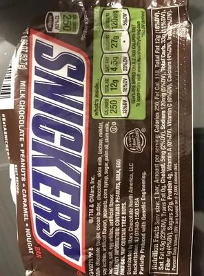 List of product ingredients Milk chocolate bar Snickers 