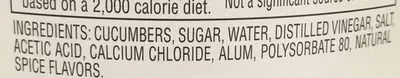Liste des ingrédients du produit Sweet whole pickles DEL MONTE 651 ml