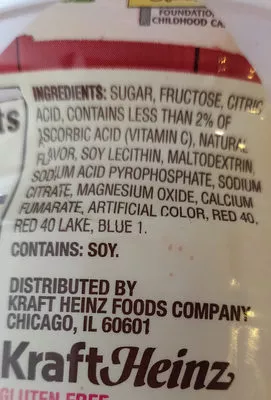 Lista de ingredientes del producto Black Cherry Lemonade Kraft Foods 521g