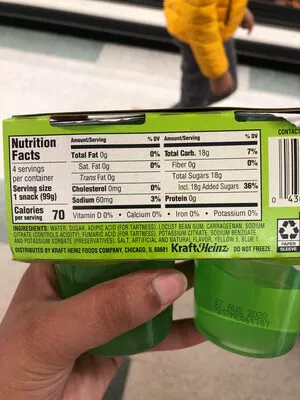 Liste des ingrédients du produit Kool-Aid gels Heinz 1 snack