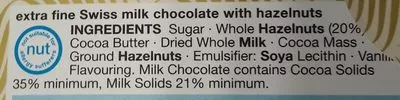 List of product ingredients Swiss Chocolate Extra Fine Milk Marks & Spencer, M&S 