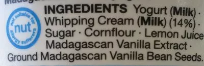 Liste des ingrédients du produit West country Luxury yogurt Marks & Spencer 150 g e