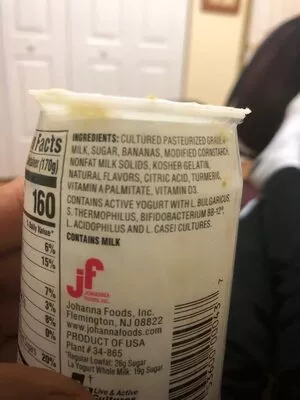 List of product ingredients Probiotic banana yogurt La Yogurt 