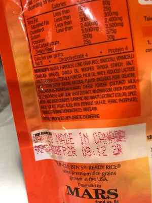 Liste des ingrédients du produit Ready rice cheddar broccoli Uncle Ben’s Ready Rice,  Uncle Ben's 8.5 oz (240g)