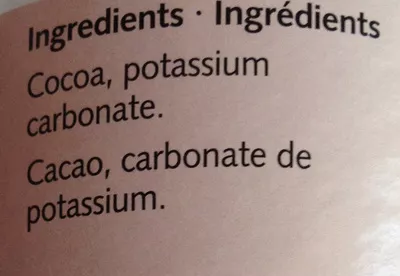 Lista de ingredientes del producto Cacao Compliments 250g