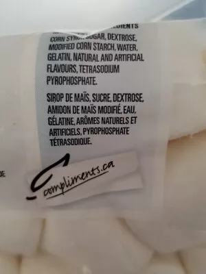 Liste des ingrédients du produit guimauves compliments 400 g