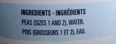 List of product ingredients petit pois sans sel compliments 398 ml