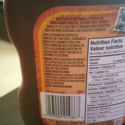 Lista de ingredientes del producto Heinz Kansas City barbecue sauce Heinz 