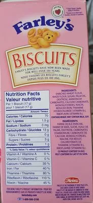 Lista de ingredientes del producto Farley's biscuits saveur originale heinz 150 g