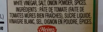 Liste des ingrédients du produit Ketchup aux tomates Heinz 