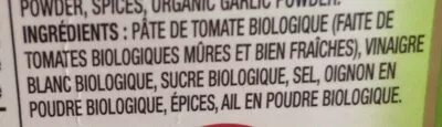 Lista de ingredientes del producto Ketchup bio Heinz 