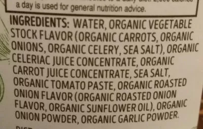 Liste des ingrédients du produit Organic Stock Vegetable Trader Joe's 946 mL