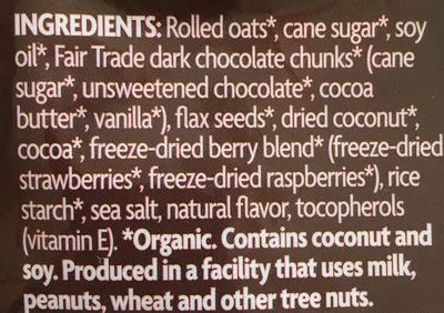 List of product ingredients Premium organic granola Nature's Path 26.4 oz / 750 g