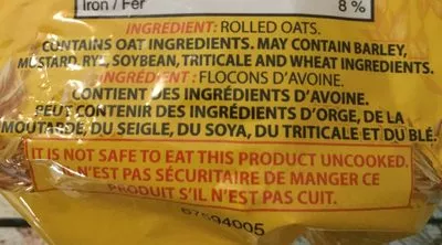Lista de ingredientes del producto Quick oats Robin Hood 1kg