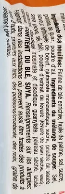 Liste des ingrédients du produit Nouilles instantanées gout boeuf Mr noodle 86g