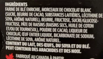 Liste des ingrédients du produit Brownies et morceaux de chocolat blanc Irrésistibles 300g