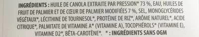 Liste des ingrédients du produit Margarine Oméga-3 Nuvel, Margarine Thibault Inc., Margarine Thibault 800 g