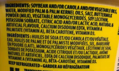Liste des ingrédients du produit Margarine originale I Can't Believe It's Not Butter! 