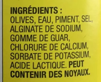 List of product ingredients Manzanillas farcies avec pâté de piment Sans nom 375 ml