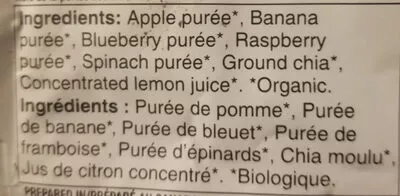 List of product ingredients Nourriture en purée pour bébé PC 