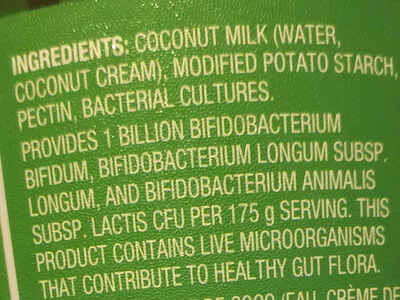 Lista de ingredientes del producto Cultured Coconut Milk President's Choice 500 g