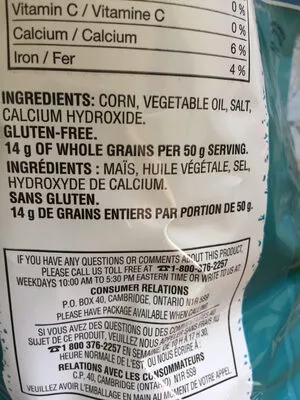 Lista de ingredientes del producto Restaurant Style White Corn Tortilla Chips Tostitos 480