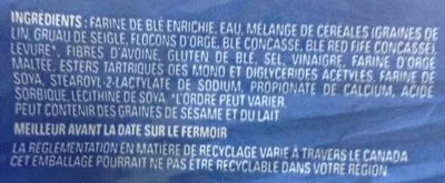 List of product ingredients Miche Blanche Club Classique avec Mélange de Grains Rustiques Boulange des Campagnards 670 g