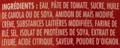 List of product ingredients Crème de tomates Campbell's 540 mL
