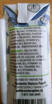 List of product ingredients boisson de soya fortifiée Natura 200 ml