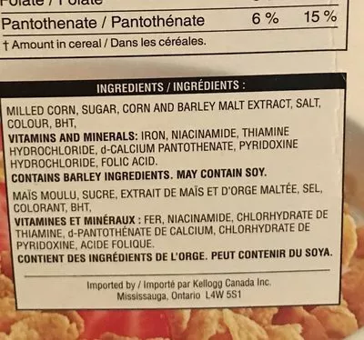List of product ingredients Corn Flakes Céréales Kellogs 440 g