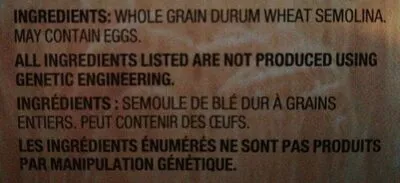 List of product ingredients Macaroni 100% blé à grains entiers Catelli 